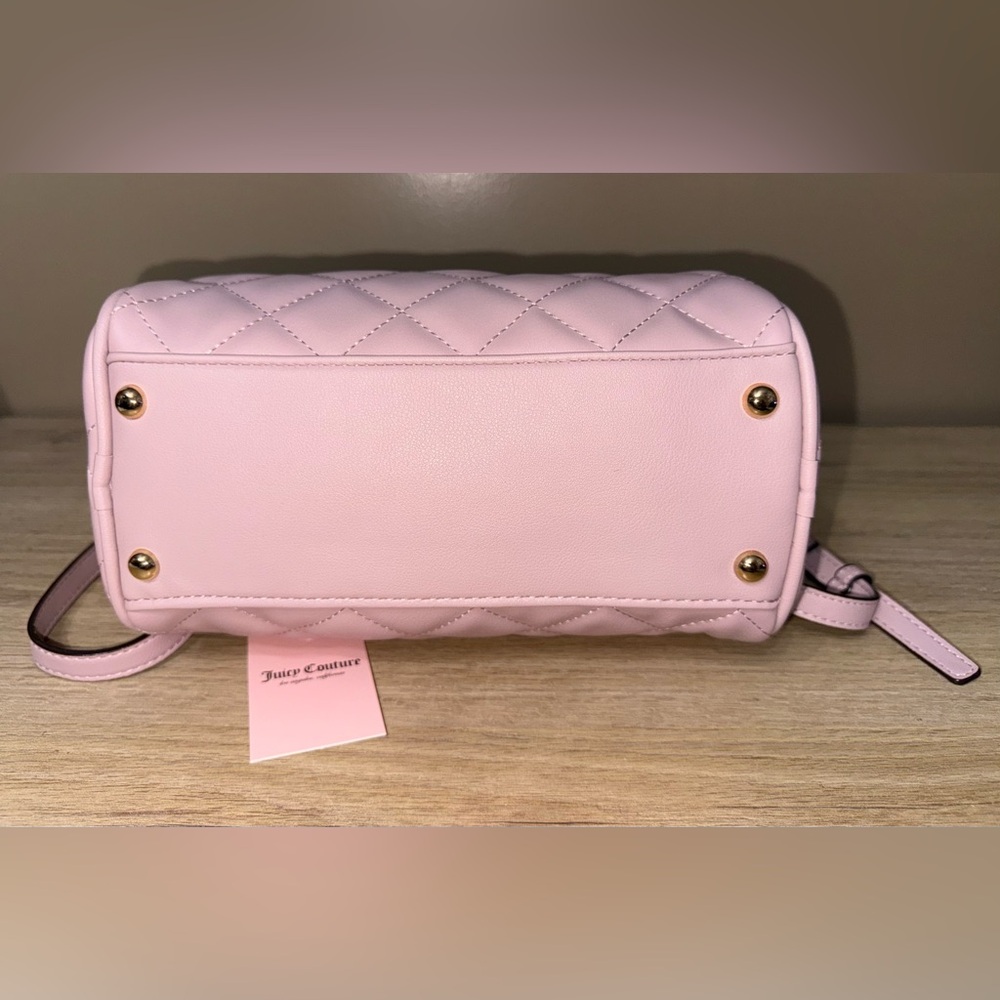 NWT Juicy Couture "Juicy Girl Only Satchel" Dusty Blush Pink Color Quilted Bag - Picture 8 of 13